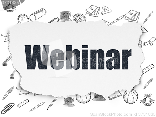 Image of Education concept: Webinar on Torn Paper background