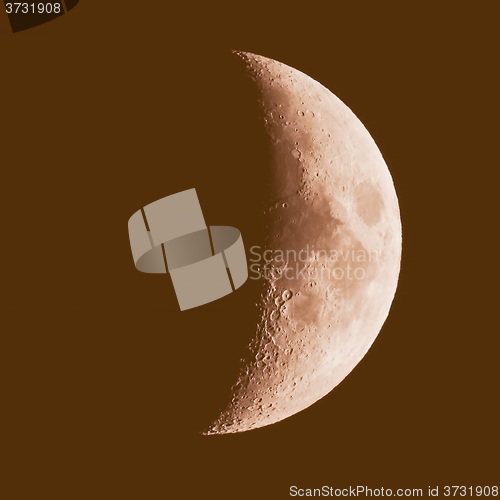 Image of Retro looking First quarter moon