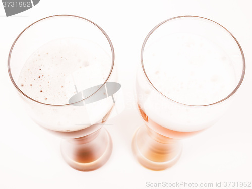 Image of Retro looking Two glasses of German beer