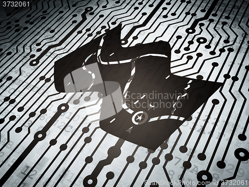Image of Travel concept: circuit board with Map