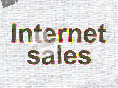 Image of Marketing concept: Internet Sales on fabric texture background