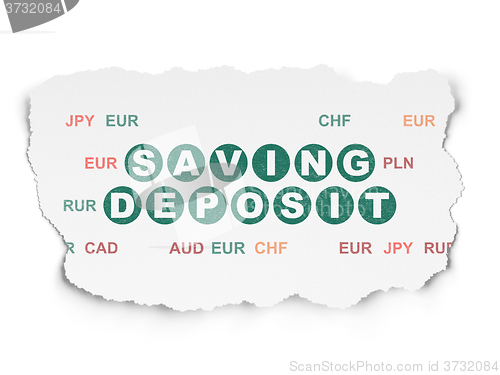 Image of Currency concept: Saving Deposit on Torn Paper background