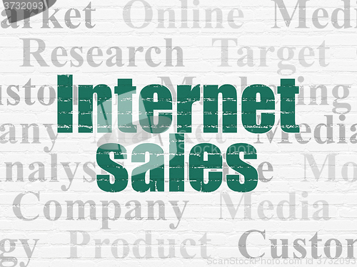 Image of Advertising concept: Internet Sales on wall background