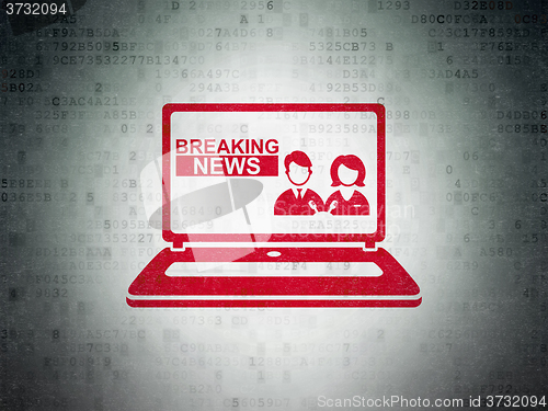 Image of News concept: Breaking News On Laptop on Digital Paper background