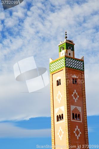 Image of  muslim   in   mosque  the   morocco  africa  minaret religion  