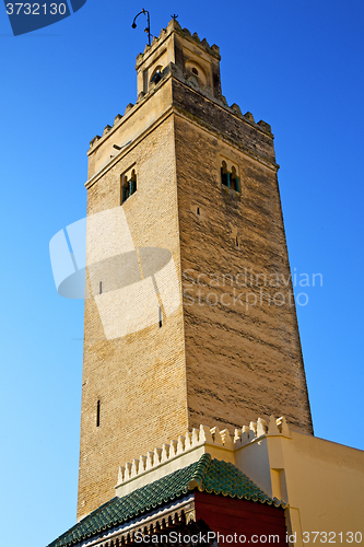 Image of the history in maroc africa  minaret  blue    sky