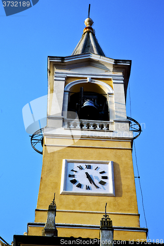 Image of in cislago old abstract    italy   the   wall  and church tower 