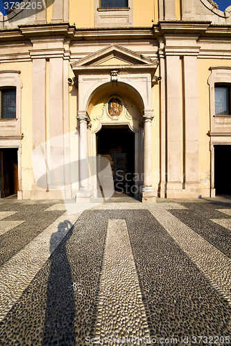 Image of  lombardy    in  the castano primo    old    brick tower sidewal