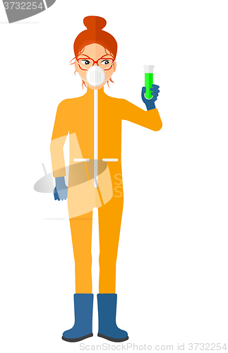 Image of Laboratory assistant with test tube.