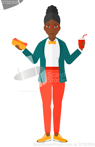 Image of Woman with fast food.