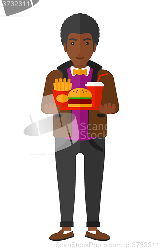 Image of Man with fast food.