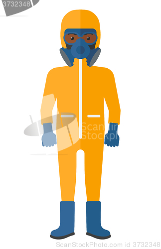 Image of Man in protective chemical suit.