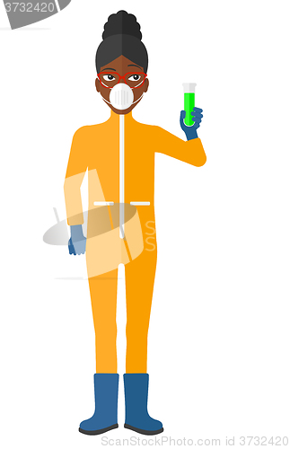 Image of Laboratory assistant with test tube.