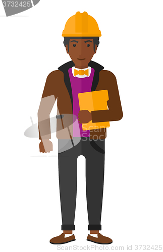 Image of Man holding tablet computer.