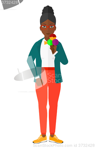 Image of Woman holding icecream.