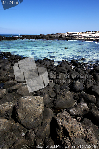 Image of in lanzarote spain   pond  coastline and summer 