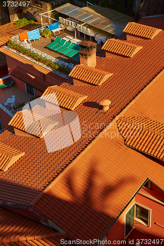 Image of view of typical vintage house with tile roof