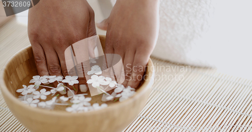 Image of Female Hands And Manicure In Spa Salon