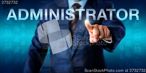 Image of Executive Pressing ADMINISTRATOR Onscreen