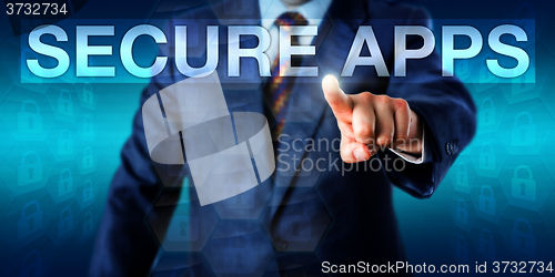 Image of Entrepreneur Selecting SECURE APPS Onscreen