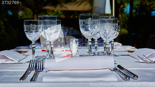 Image of table setup in outdoor cafe