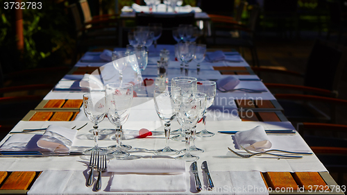 Image of table setup in outdoor cafe