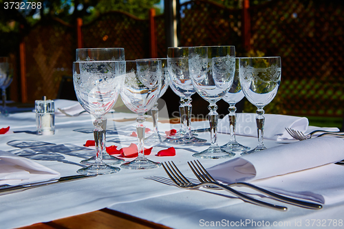 Image of table setup in outdoor cafe