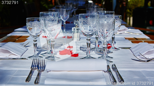 Image of table setup in outdoor cafe