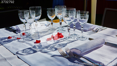 Image of table setup in outdoor cafe