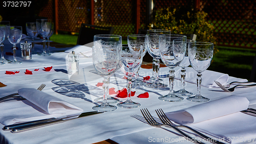 Image of table setup in outdoor cafe