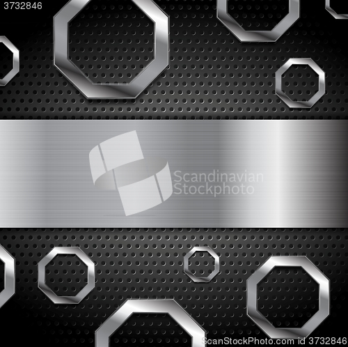 Image of Abstract metal background with octagons