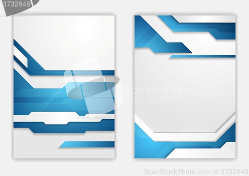 Image of Abstract blue geometric tech flyer design