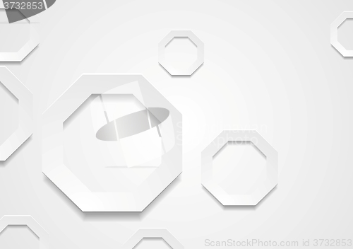 Image of Geometric background with grey paper octagons