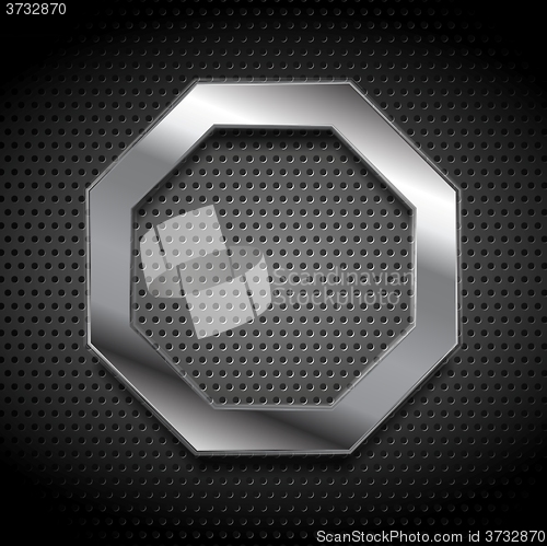 Image of Metal octagon logo on perforated background