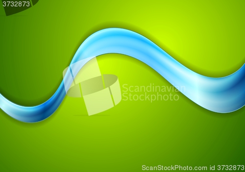 Image of Blue smooth wave on green background