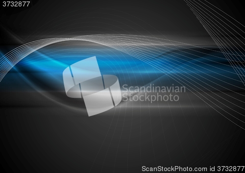 Image of Dark abstract wavy background