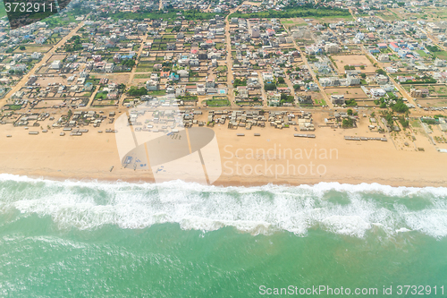 Image of Aerial view of the shores of Cotonou, Benin \r