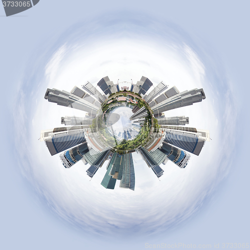 Image of Tiny planet with skyscrapers