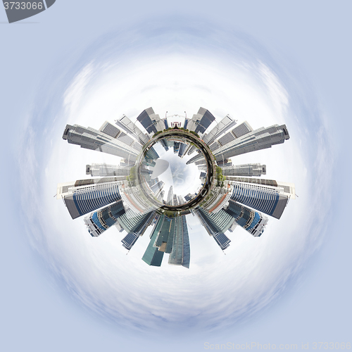Image of Tiny planet with skyscrapers