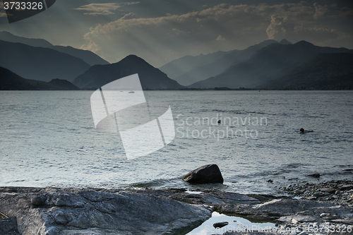 Image of Sunset on Italy lake