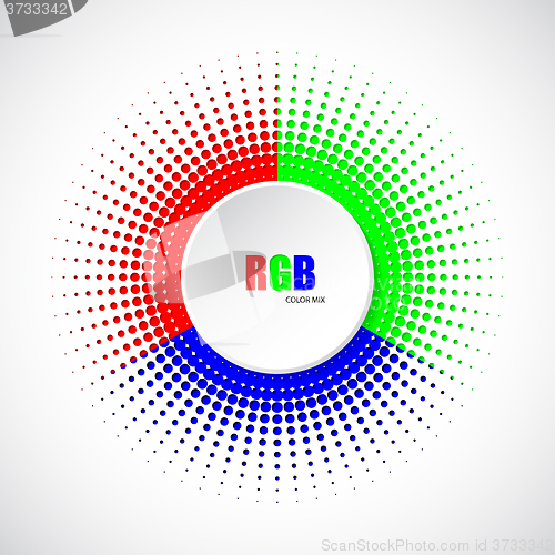 Image of Abstract rgb halftone background with 3d button