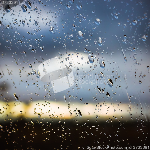 Image of  Raindrop on glass of the car