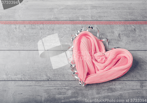 Image of Gift pink silk scarf in the form of heart