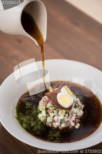 Image of Traditional Russian kvass soup okroshka