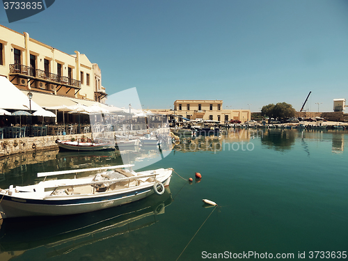 Image of A view of the port , the town of Rethymno, Crete, Greece.