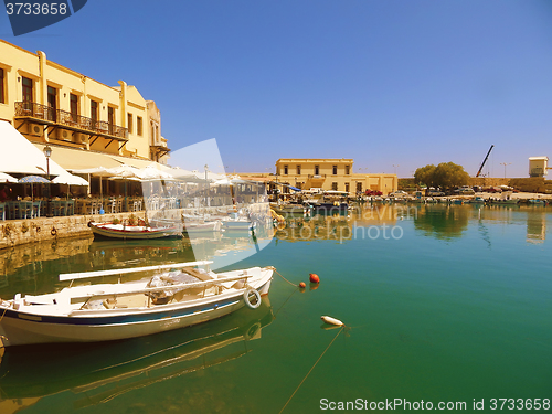 Image of A view of the port , the town of Rethymno, Crete, Greece.