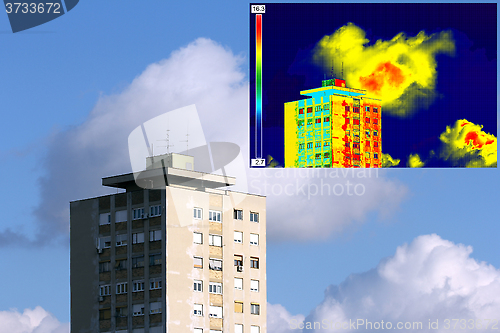 Image of Infrared and real image on Residential building