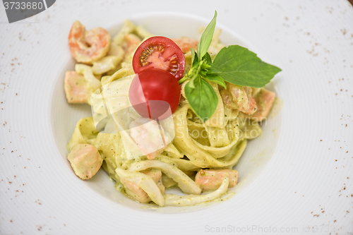 Image of fettuccini with seafood 