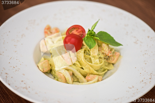 Image of fettuccini with seafood 