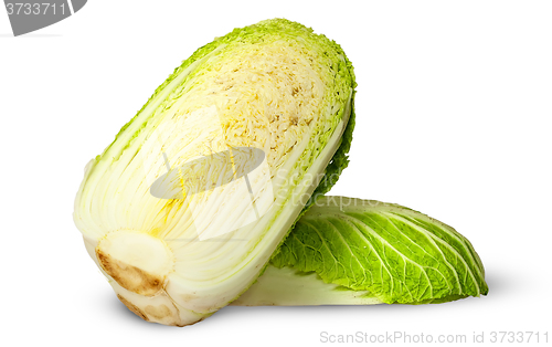 Image of Two half Chinese cabbage on each other